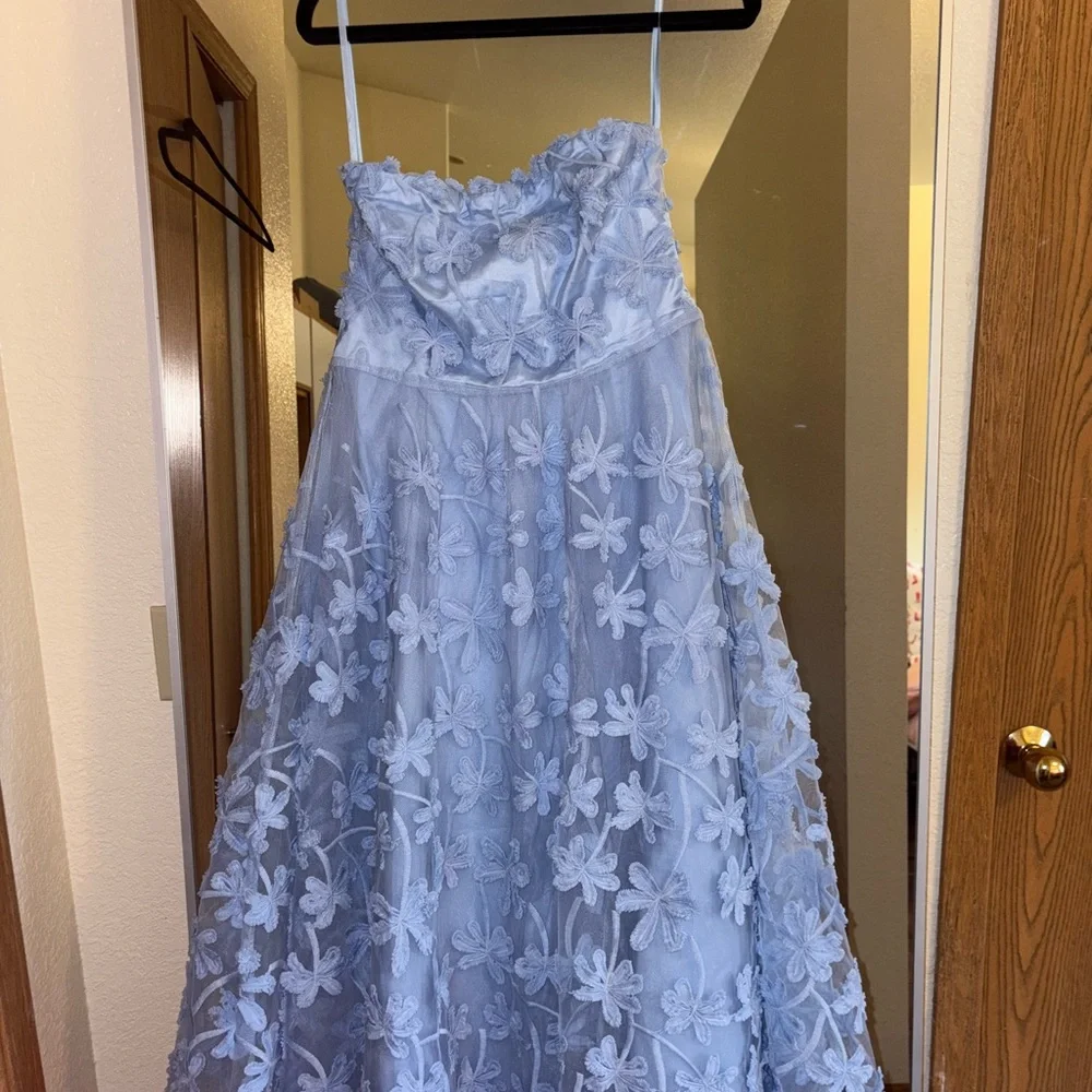 Angel Biba Blue Strapless A-line Dress - Picture 2 of 6